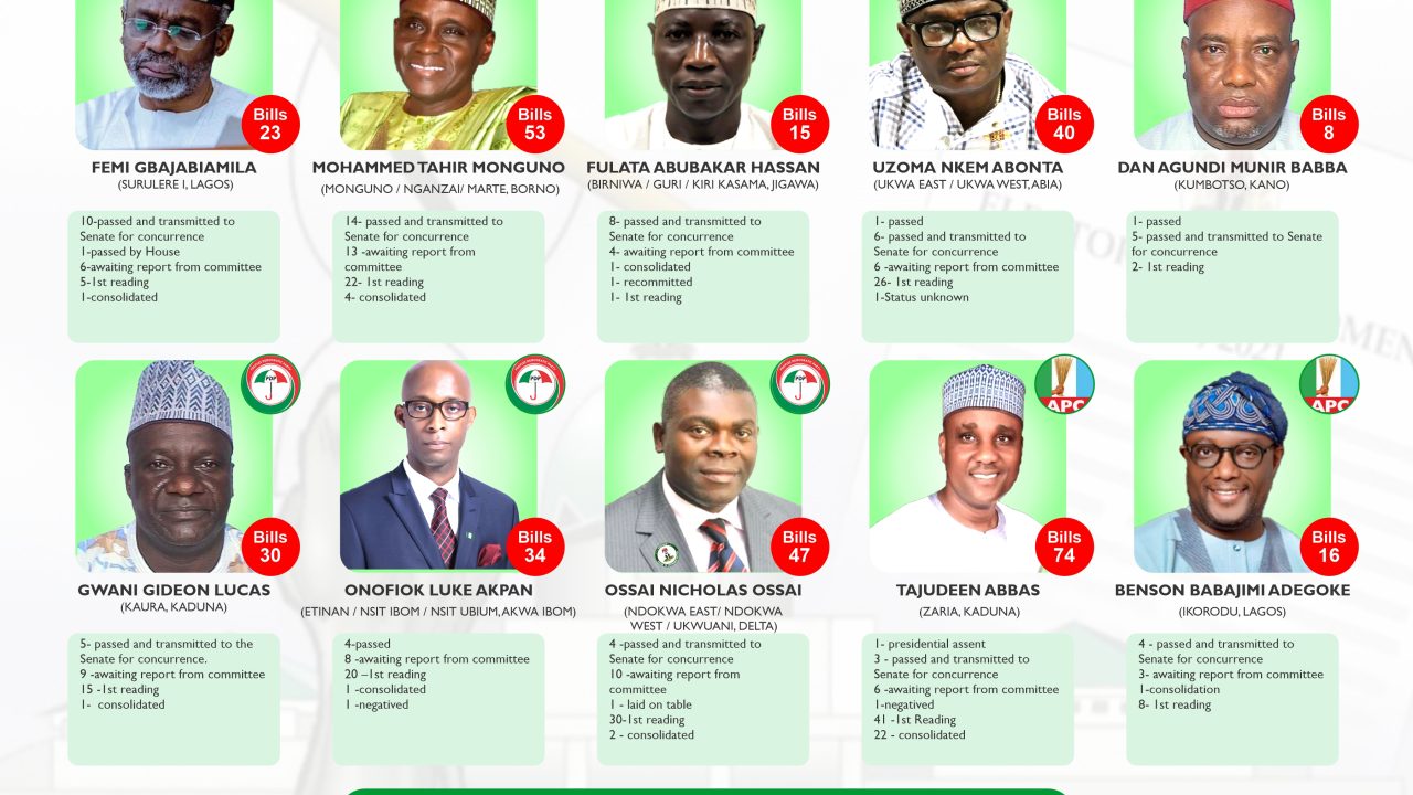 Lagos, Kaduna lawmakers dominate Reps Bills Progression Chart | National Assembly Scorecard