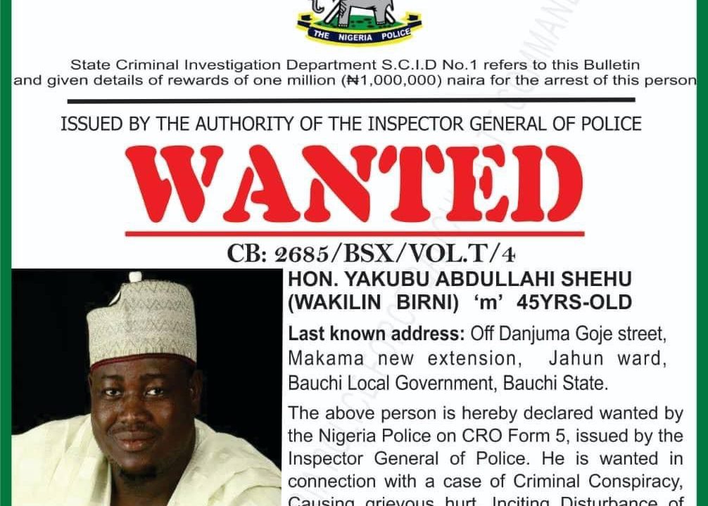 Why Police placed N1m bounty on Wanted Bauchi Rep, Yakubu Shehu