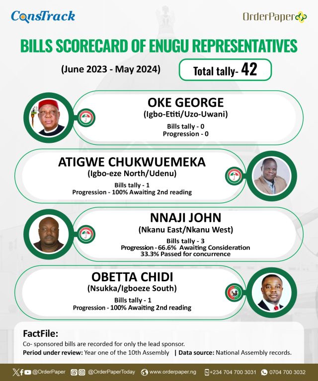 10TH NASS REPORT CARD: 11 Enugu lawmakers sponsor 48 bills in 1 year